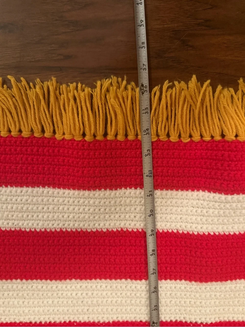 Handmade American Flag Crochet Throw/Afghan with Fringe